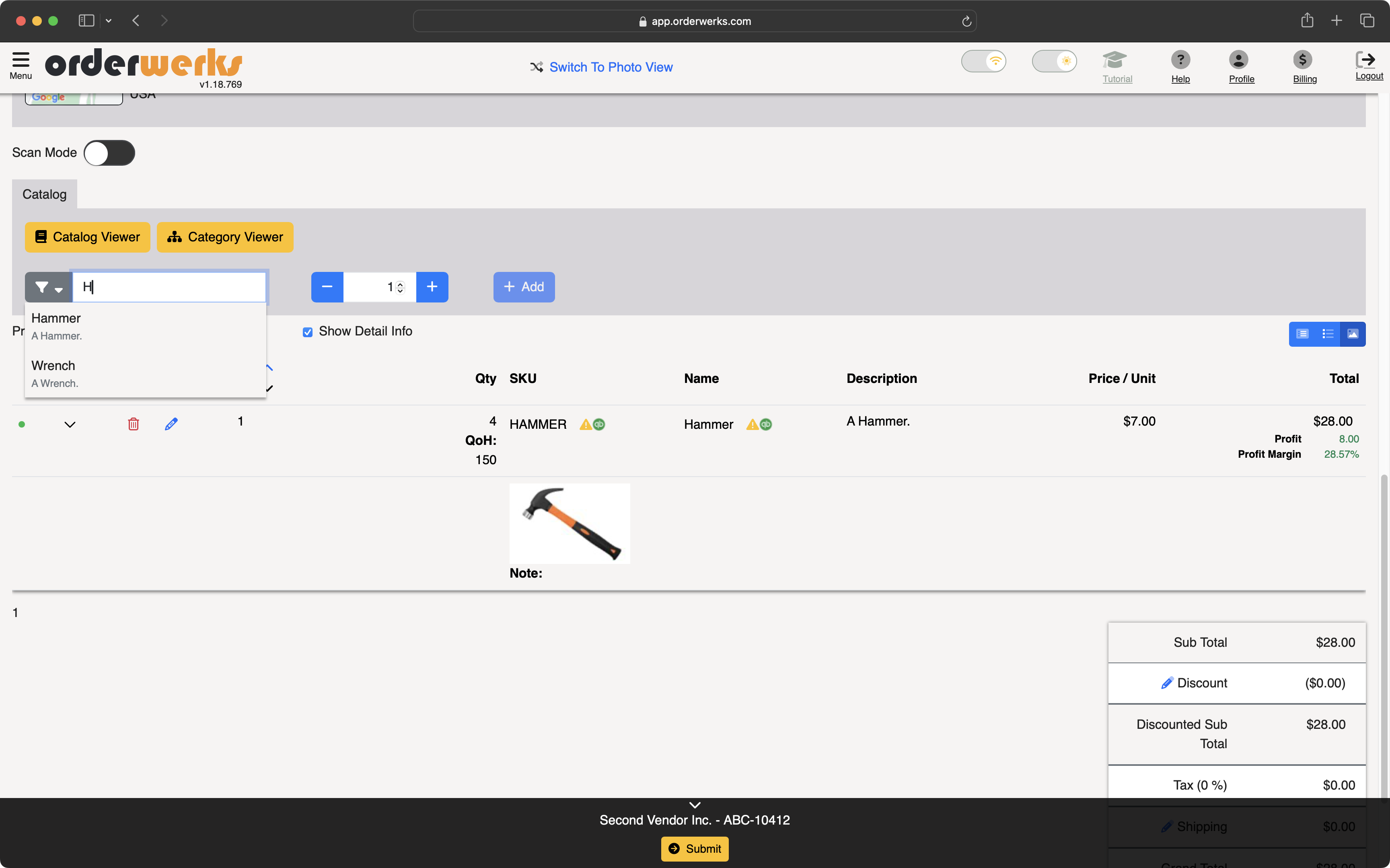 Order Entry Item Lookup