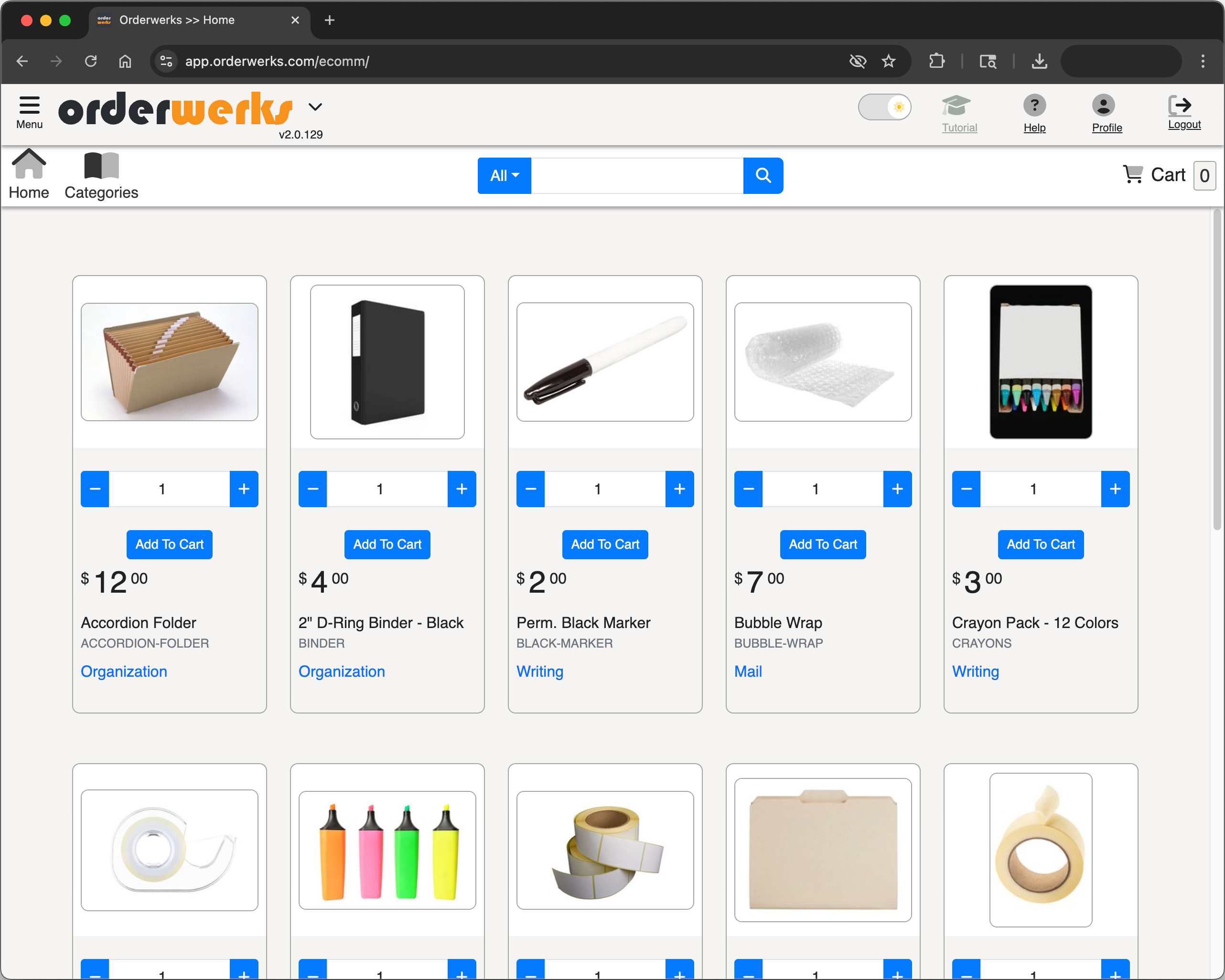 B2B dealer ordering portal showing product catalog with dealer-specific pricing