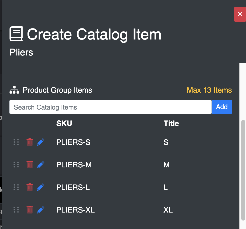 Catalog Item Sidebar - Product Group